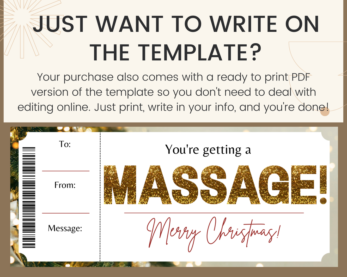 Printable Christmas Massage Gift Certificate Template
