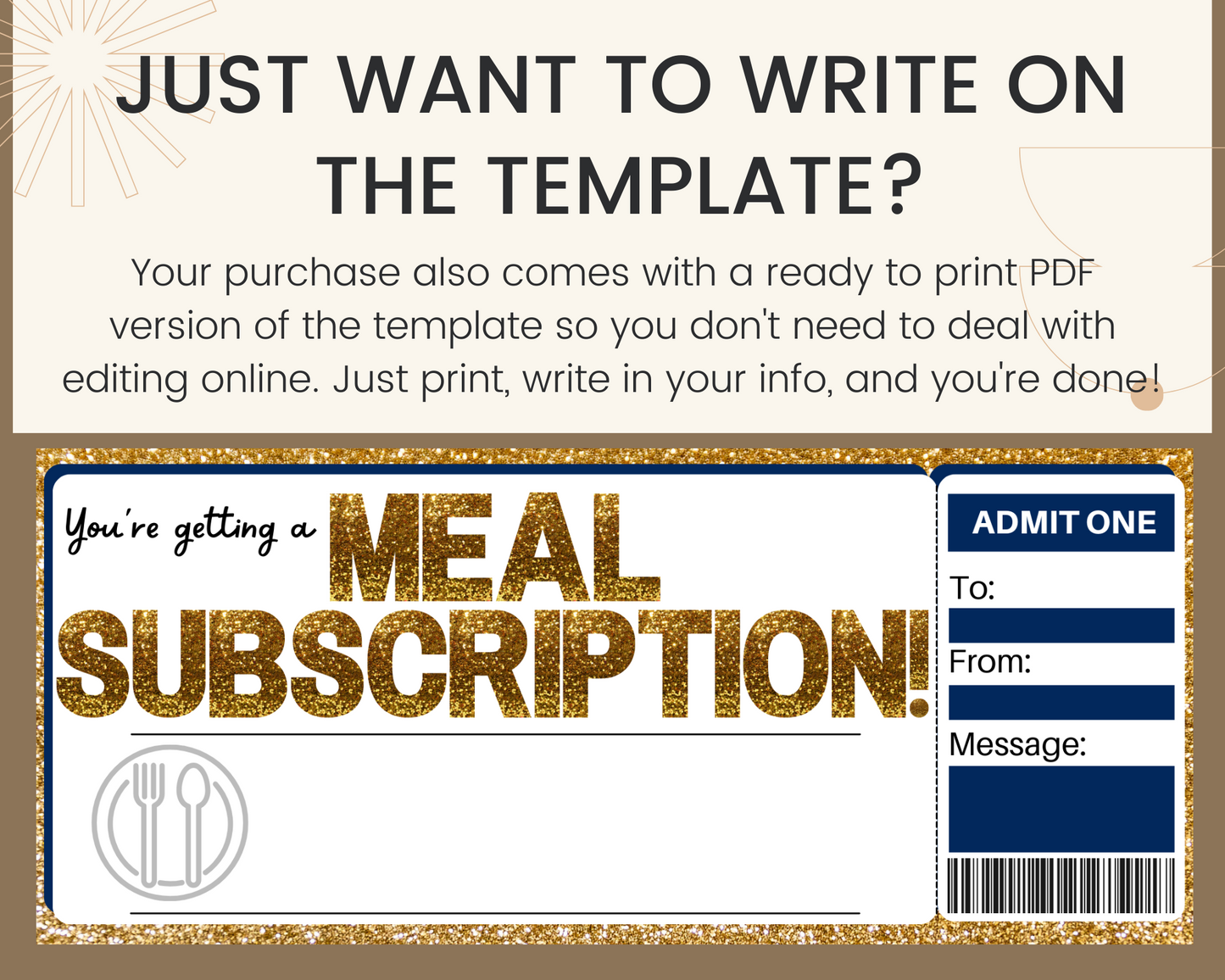 Meal Subscription Gift Certificate Template