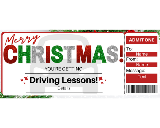 Christmas Driving Lessons Gift Certificate