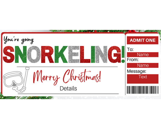 Christmas Snorkeling Gift Ticket Template