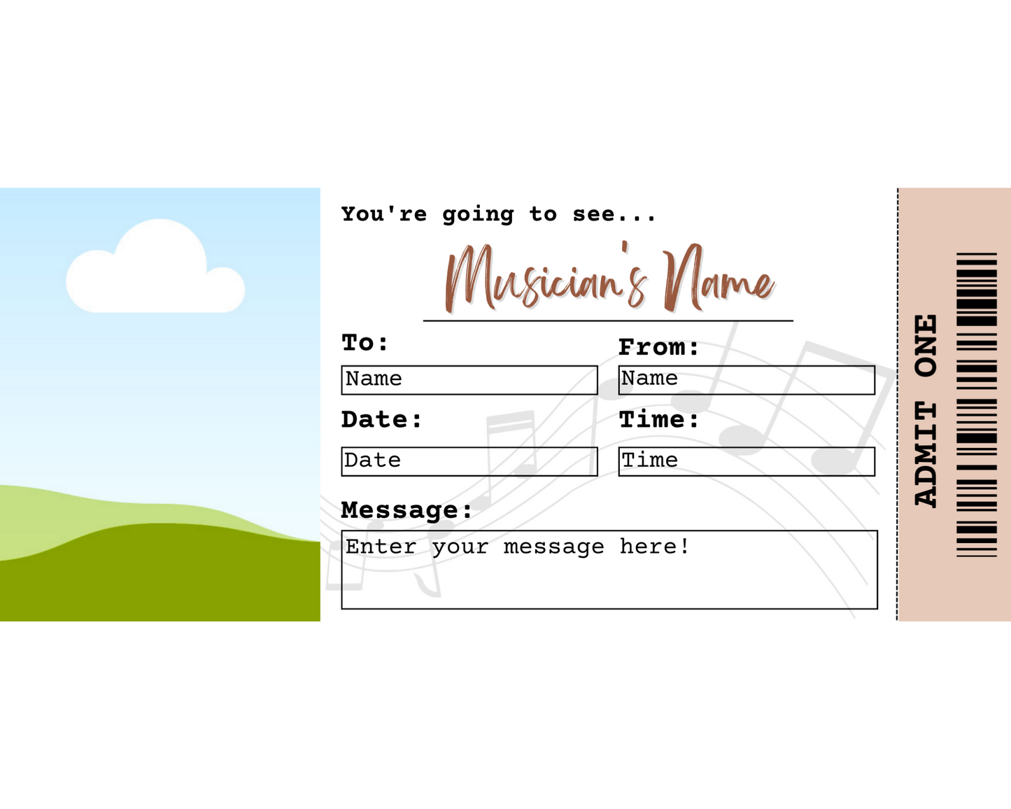 Concert Ticket Template - Add your own image!