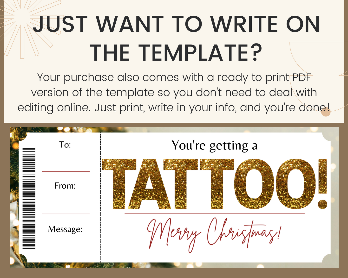 Christmas Tattoo Gift Ticket Template