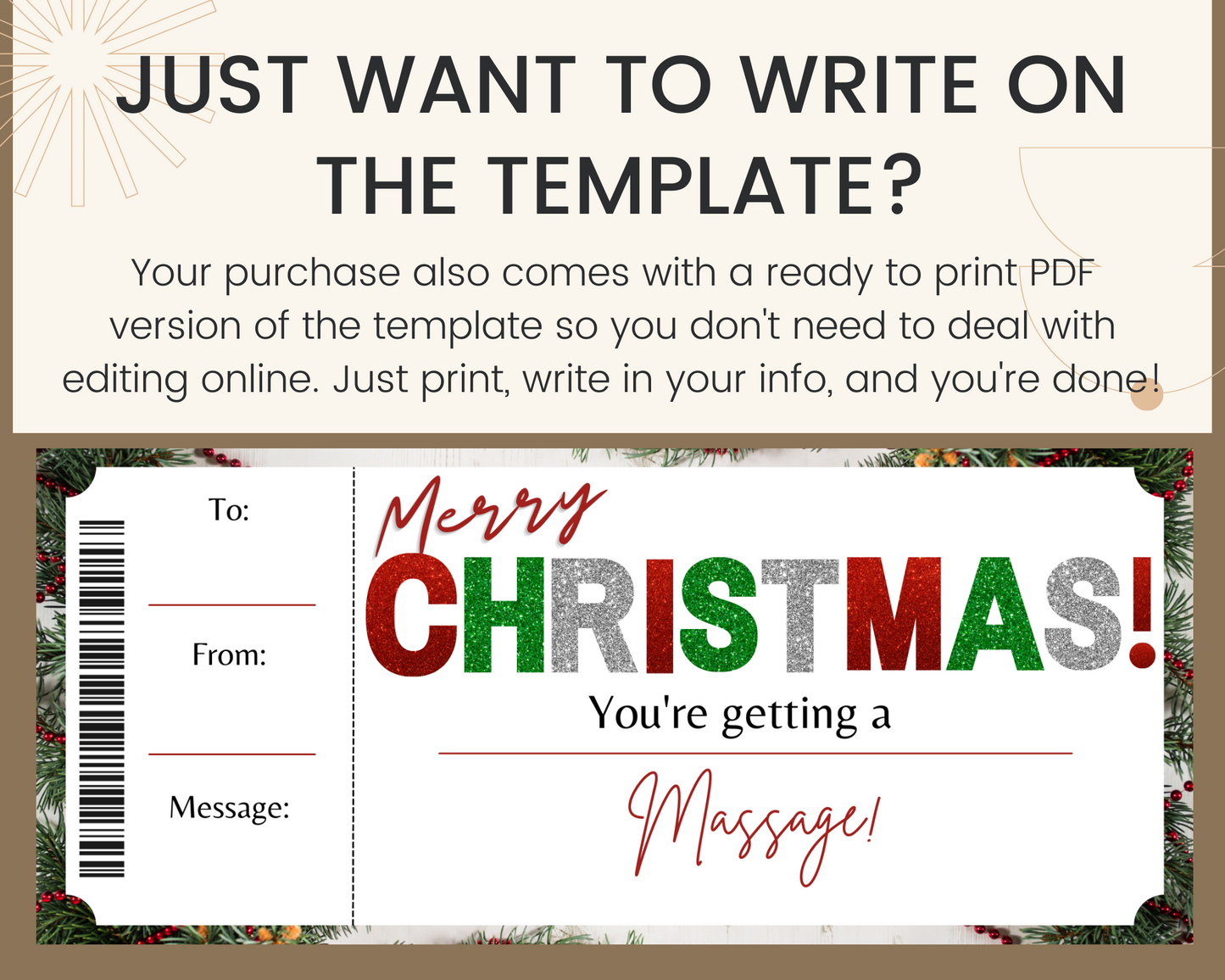 Merry Christmas Massage Gift Certificate
