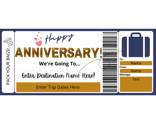 Anniversary Boarding Pass: Surprise Vacation Gift