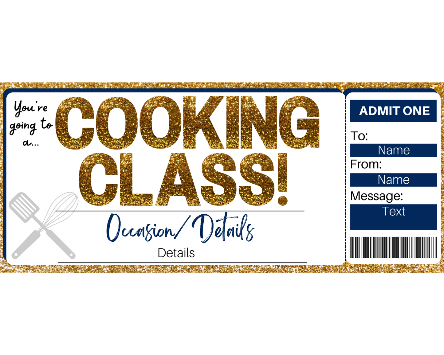 Cooking Class Gift Ticket Template