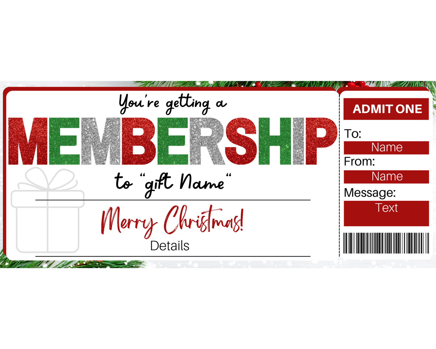 Christmas Membership Gift Template
