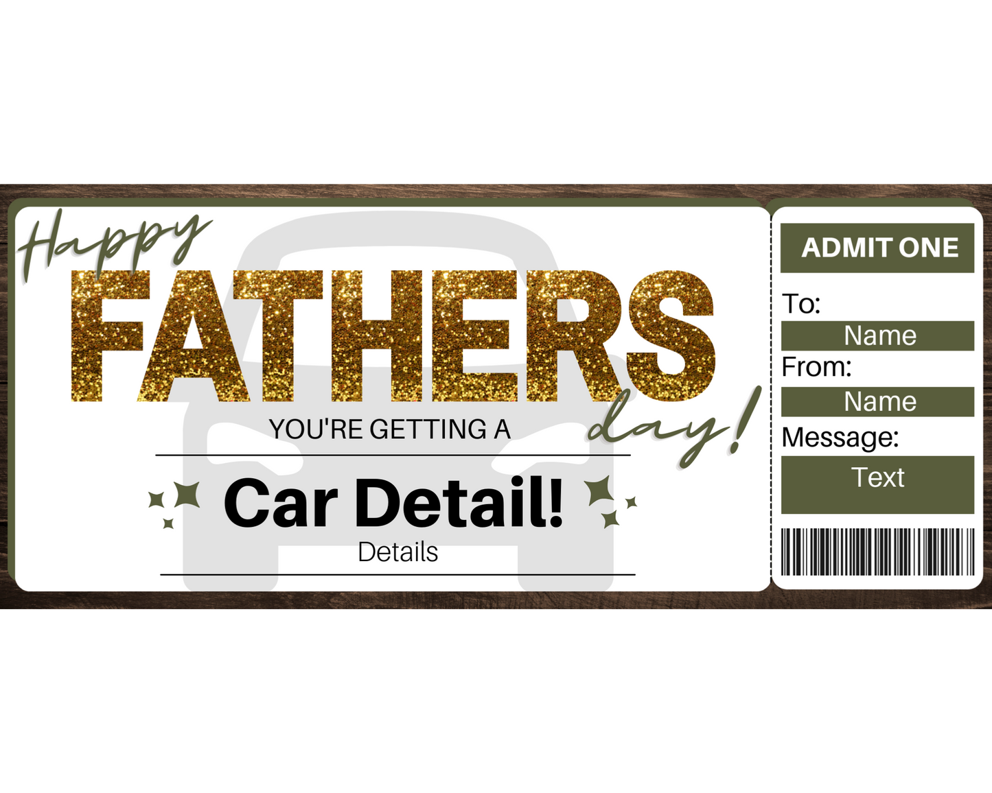 Father's Day Car Detail Gift Certificate Template