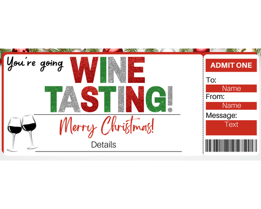 Christmas Wine Tasting Gift Ticket Template