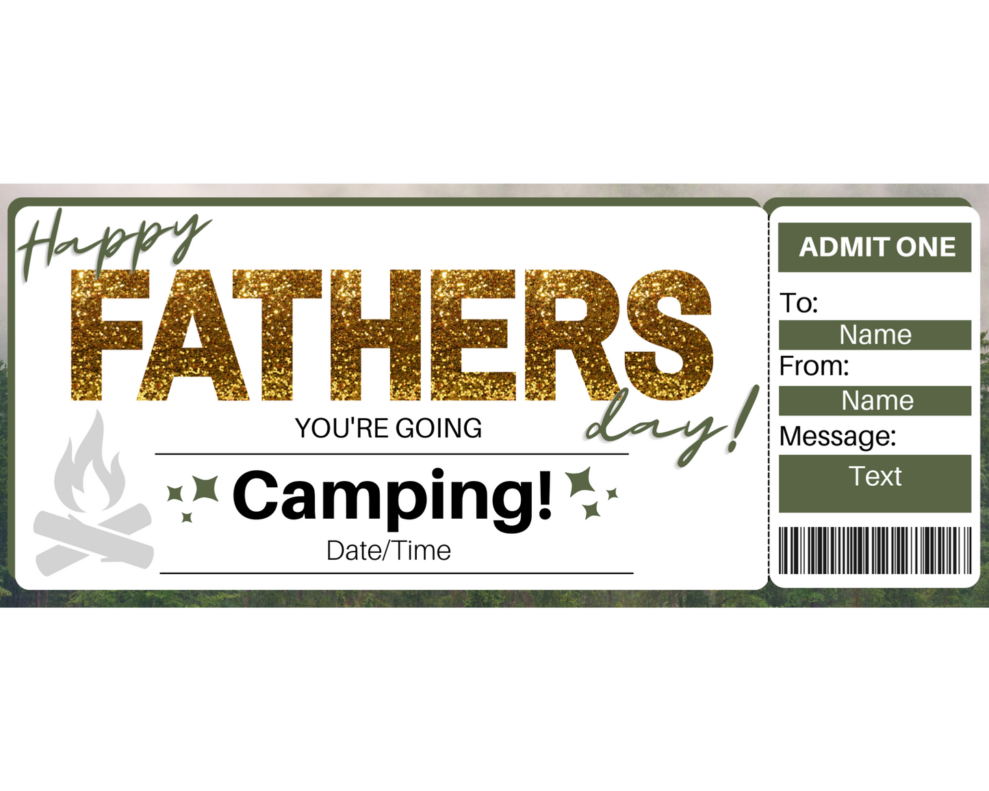 Father's Day Camping Gift Ticket Template