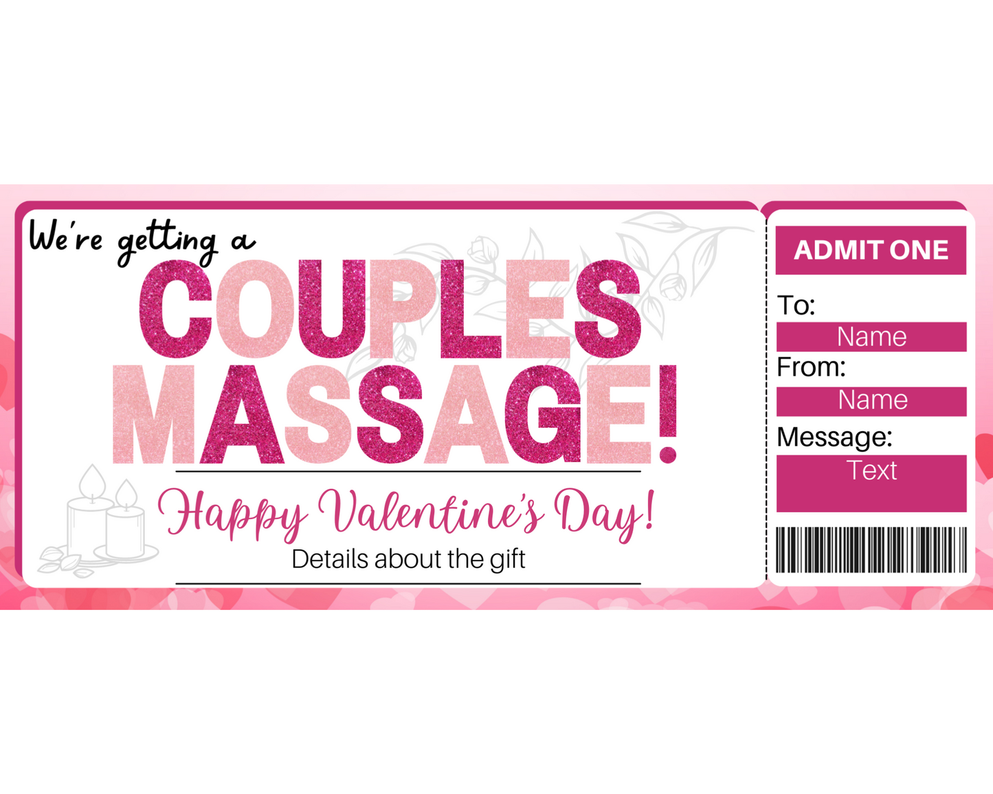 Couples Massage Valentine's Day Gift Ticket