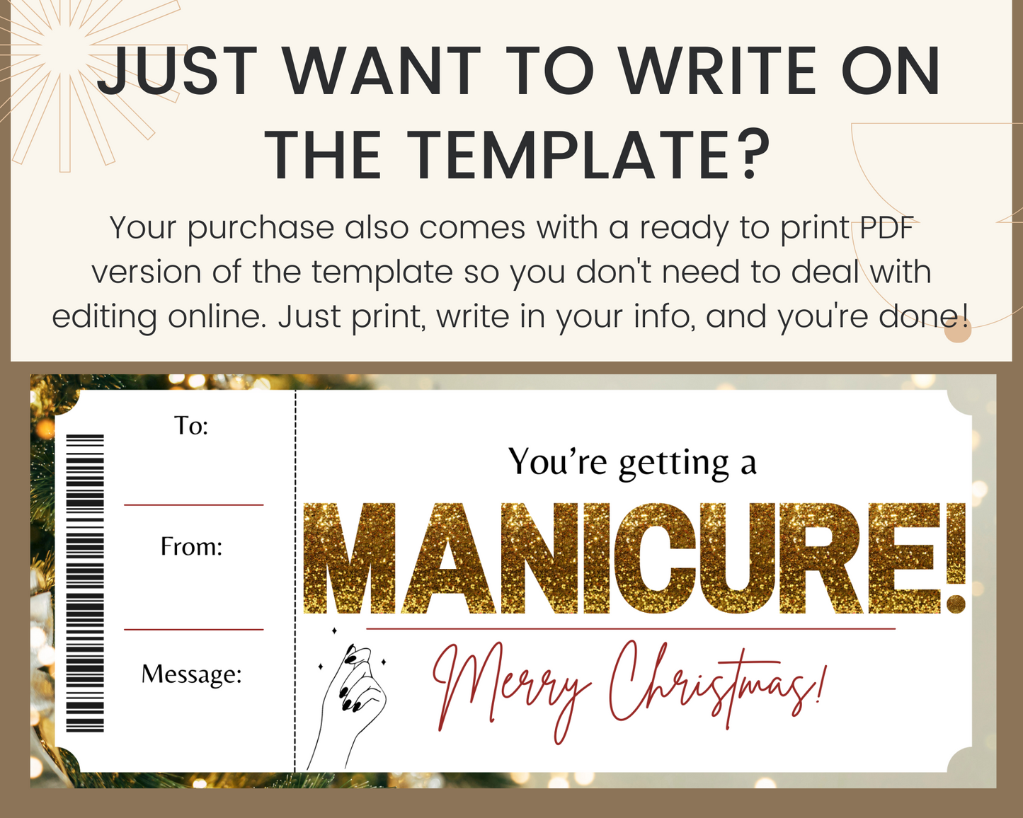 Christmas Manicure Gift Certificate Voucher