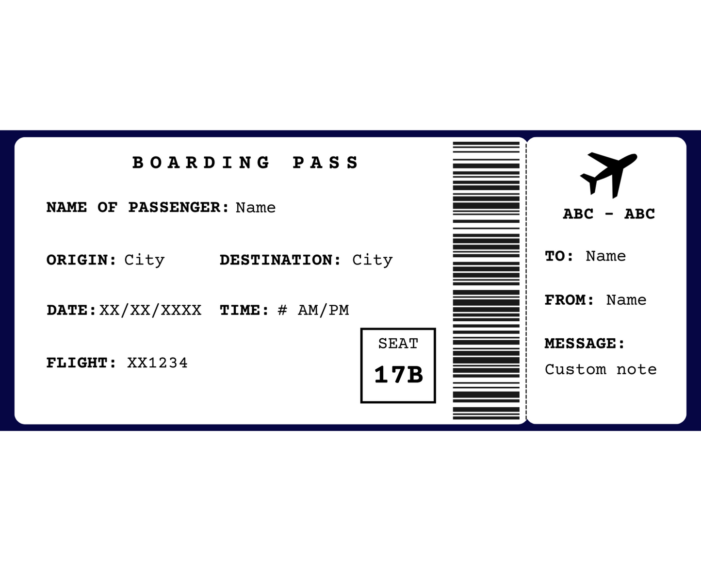 Printable Boarding Pass Template