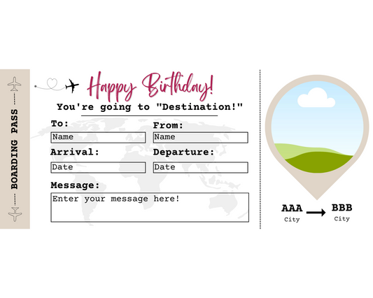 Printable Birthday Boarding Pass Template