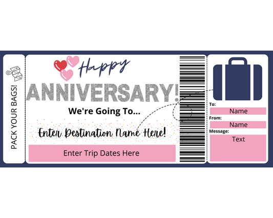 Anniversary Boarding Pass Gift Certificate