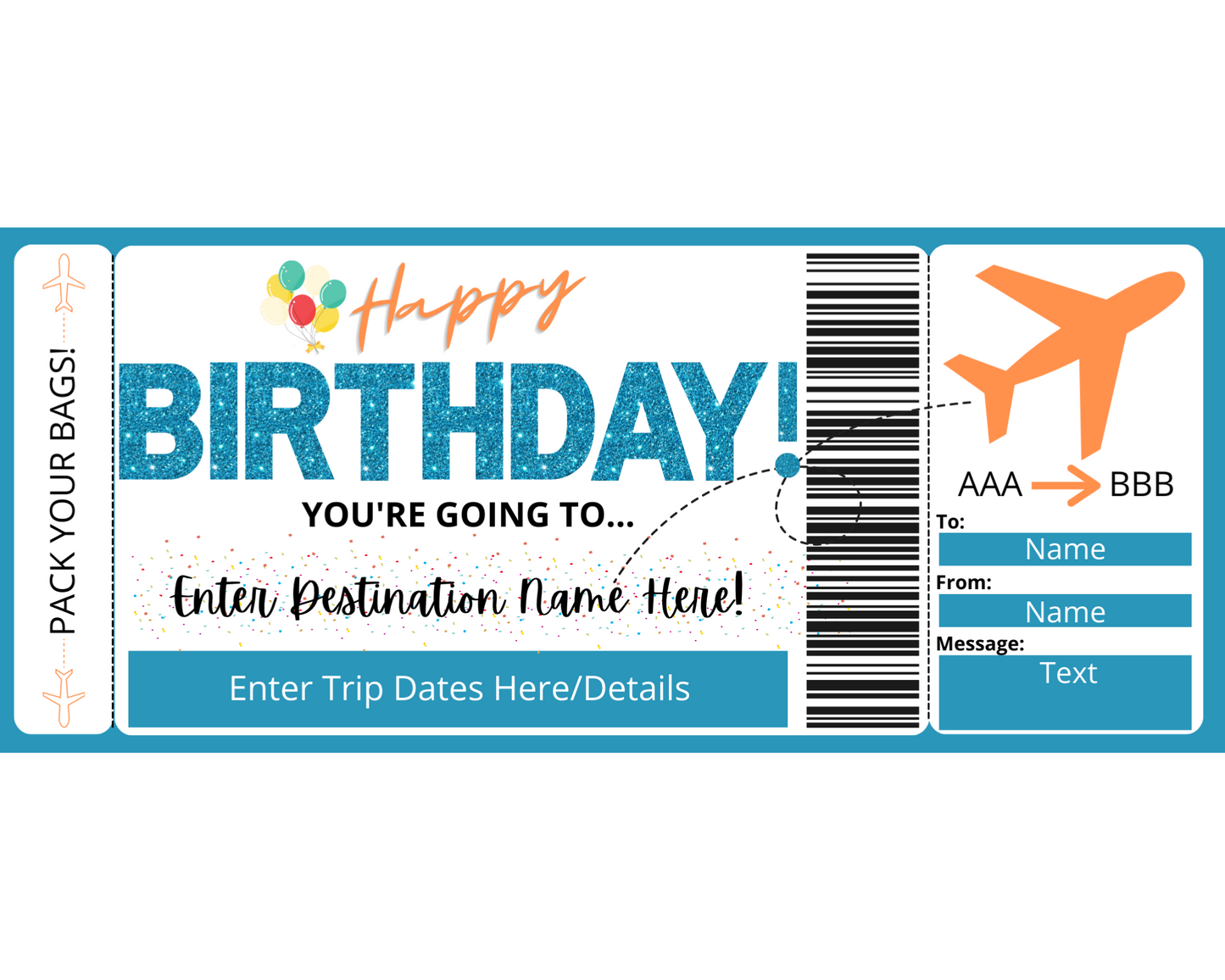Birthday Boarding Pass Template