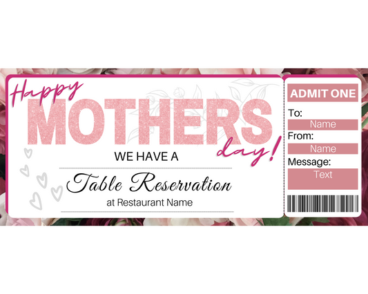 Mother's Day Restaurant Reservation Gift Certificate