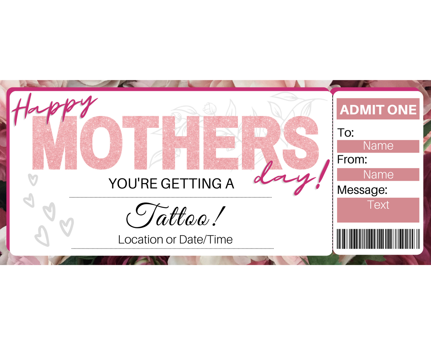 Mother's Day Tattoo Gift Certificate Template