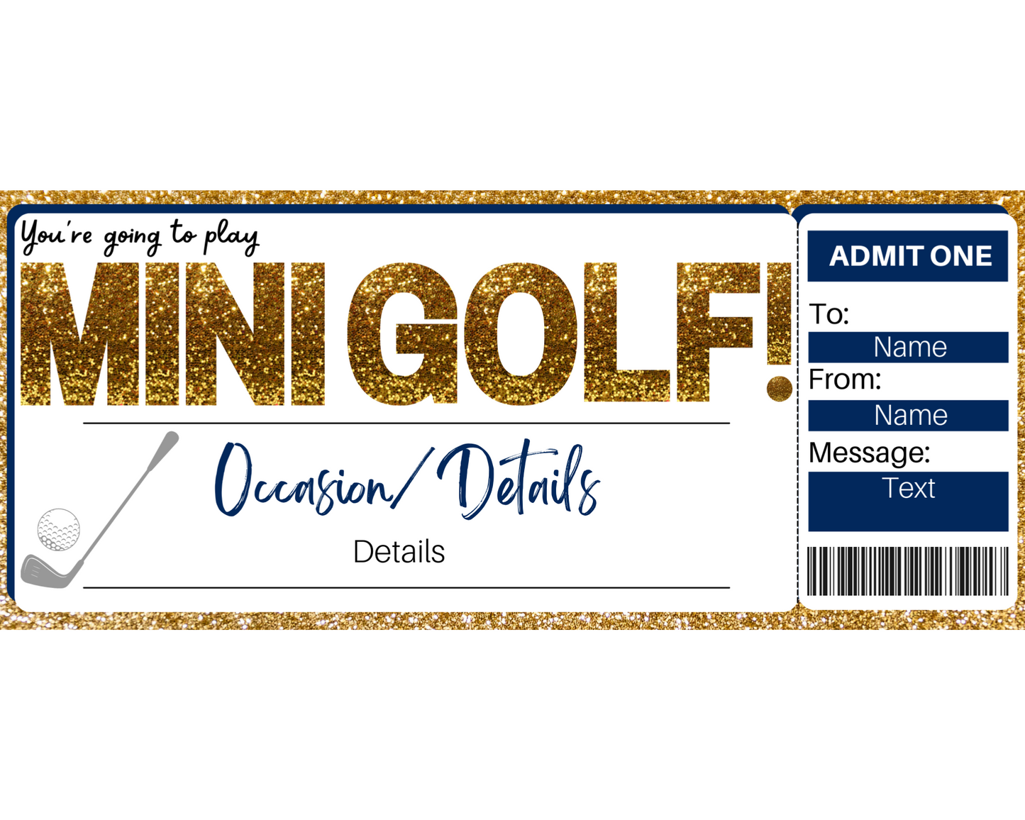 Mini Golfing Gift Ticket Template