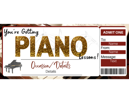 Piano Lessons Gift Certificate Template