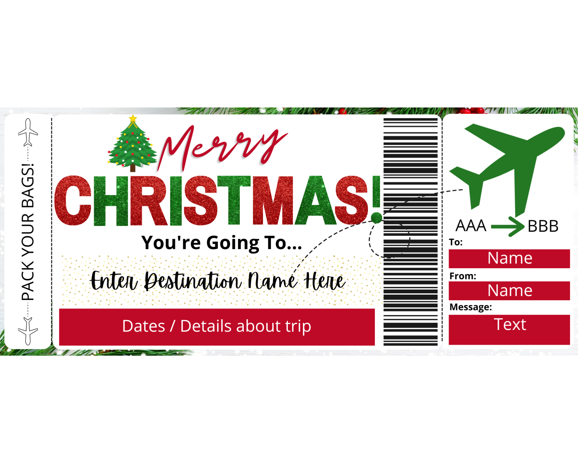 Christmas Surprise Flight Ticket Template – Printed Smile Shop christmas-surprise-flight-ticket-template-printed-smile-shop