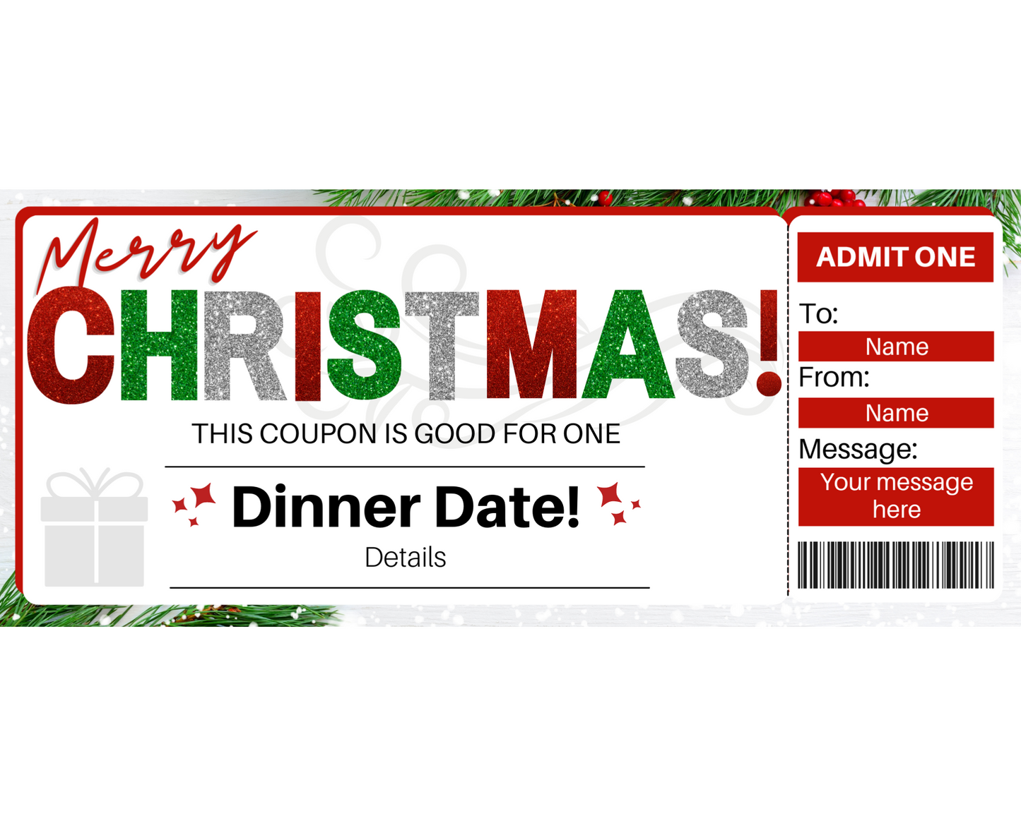 Christmas Dinner Date Coupon Template