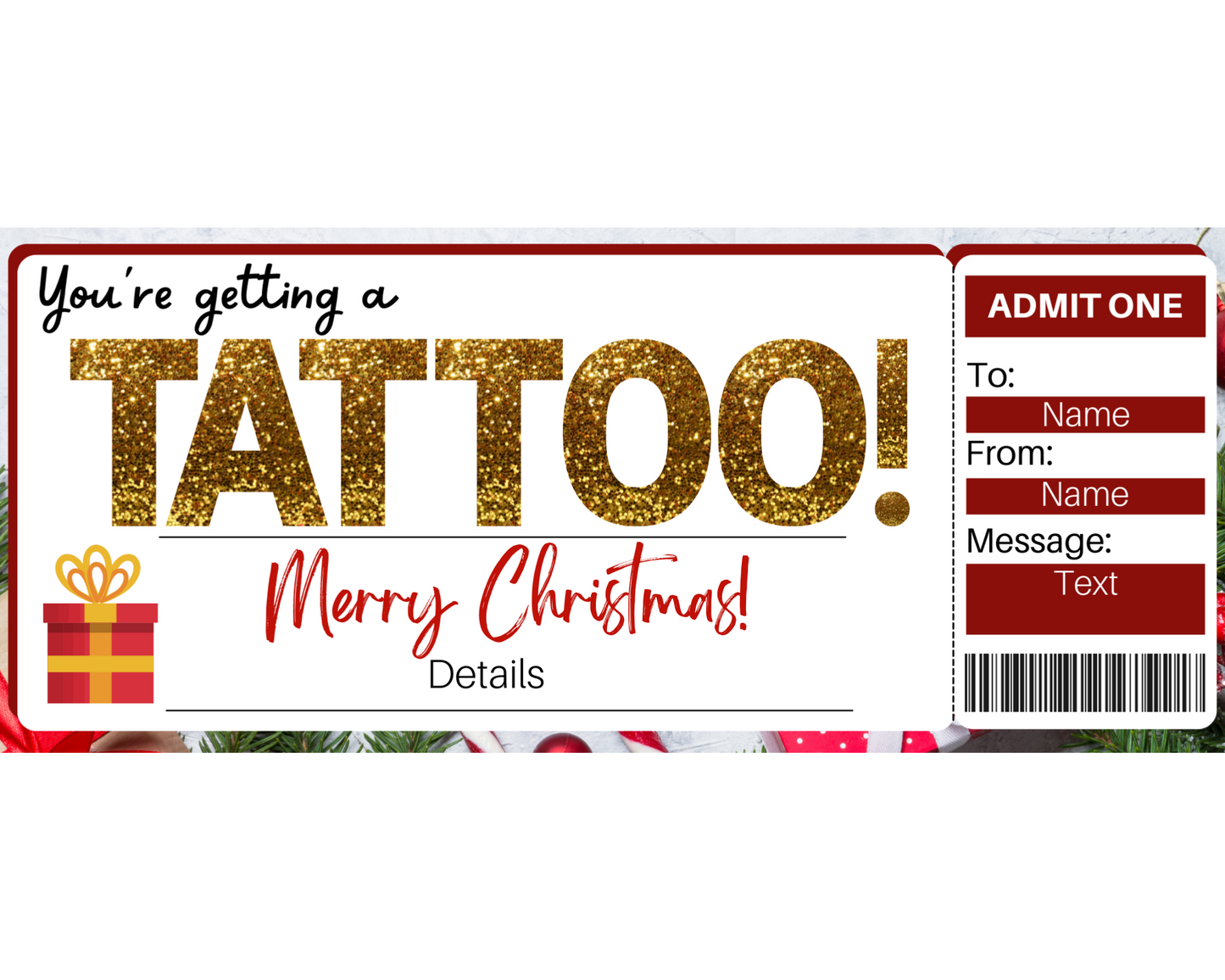 Christmas Tattoo Gift Ticket