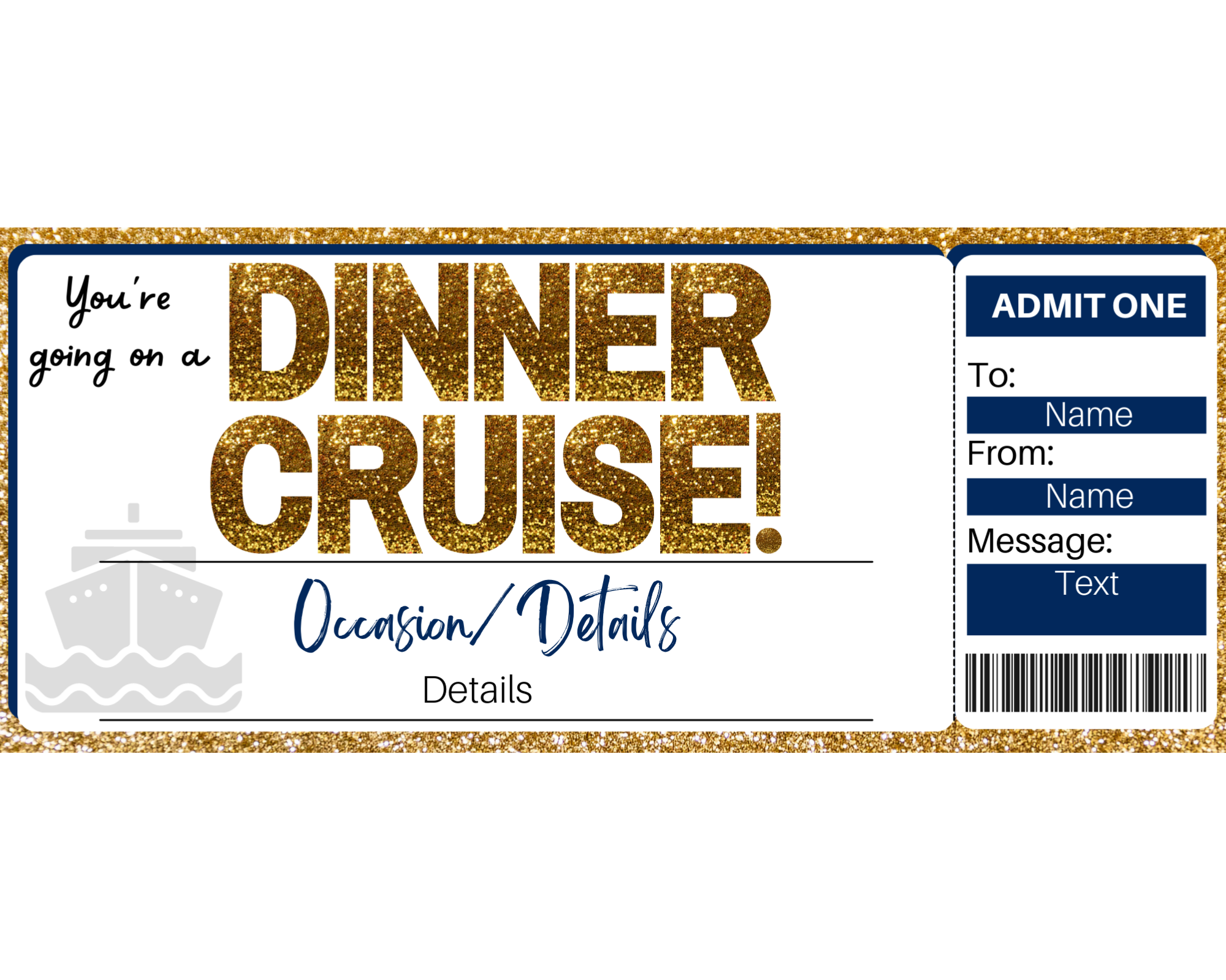 Dinner Cruise Gift Certificate Template Printed Smile Shop