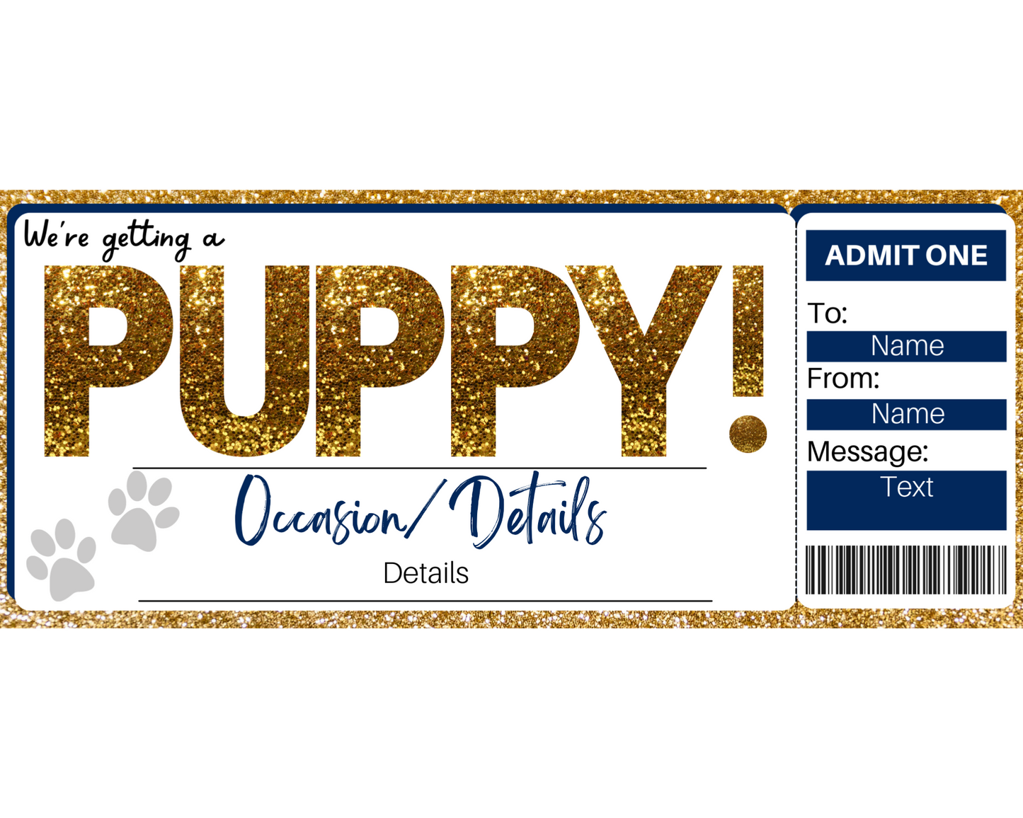 New Puppy Gift Certificate Template