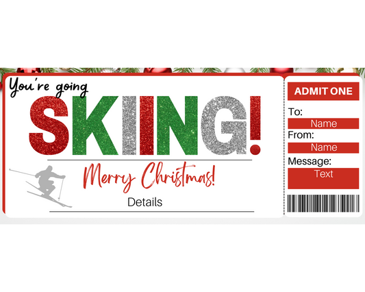 Christmas Skiing Gift Ticket Template
