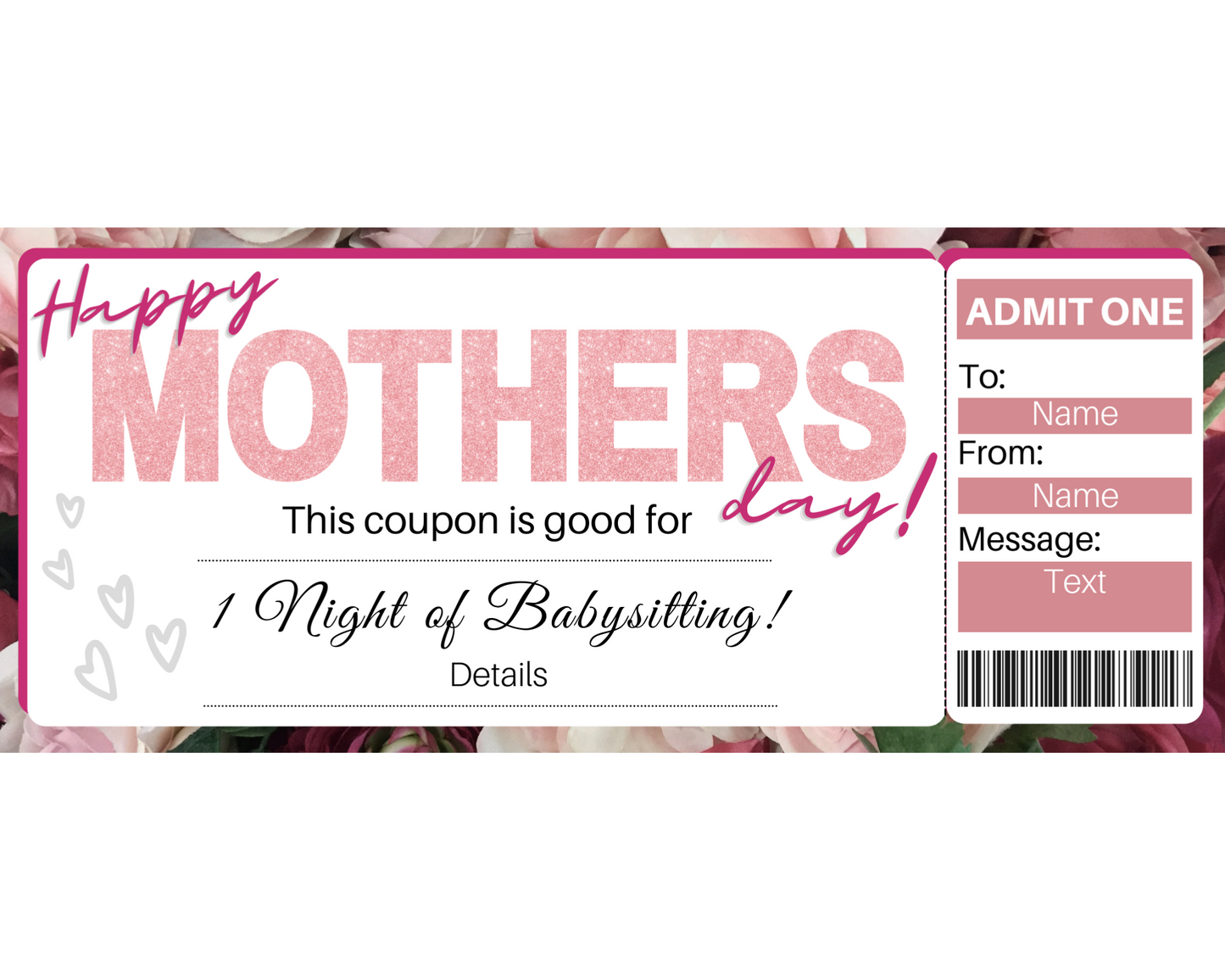 Mother's Day Babysitting Gift Certificate