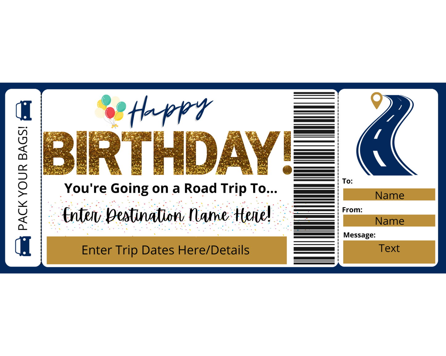 Birthday Road Trip Boarding Pass