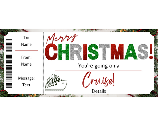 Christmas Cruise Boarding Ticket Template