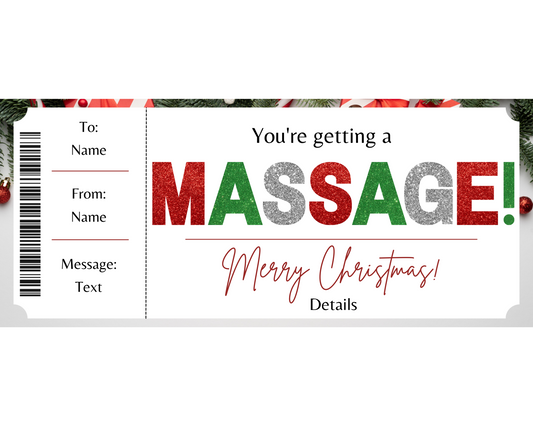 Christmas Surprise Massage Gift Ticket Template