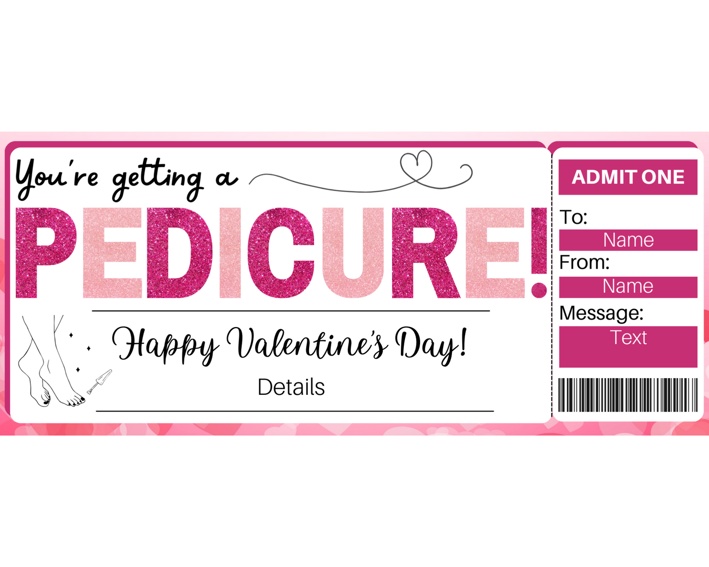 Valentine's Day Pedicure Gift Certificate
