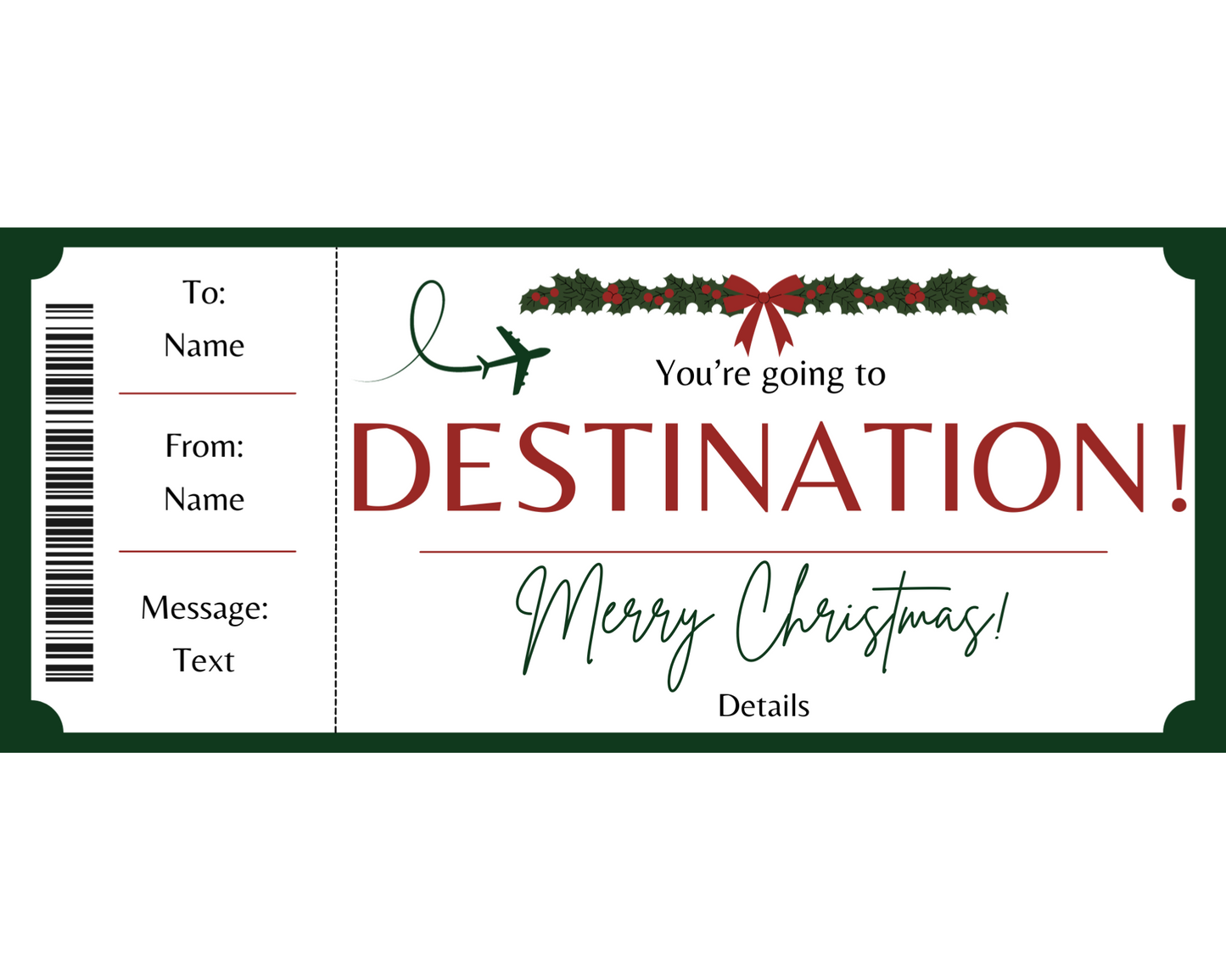 Christmas Surprise Vacation Gift Certificate