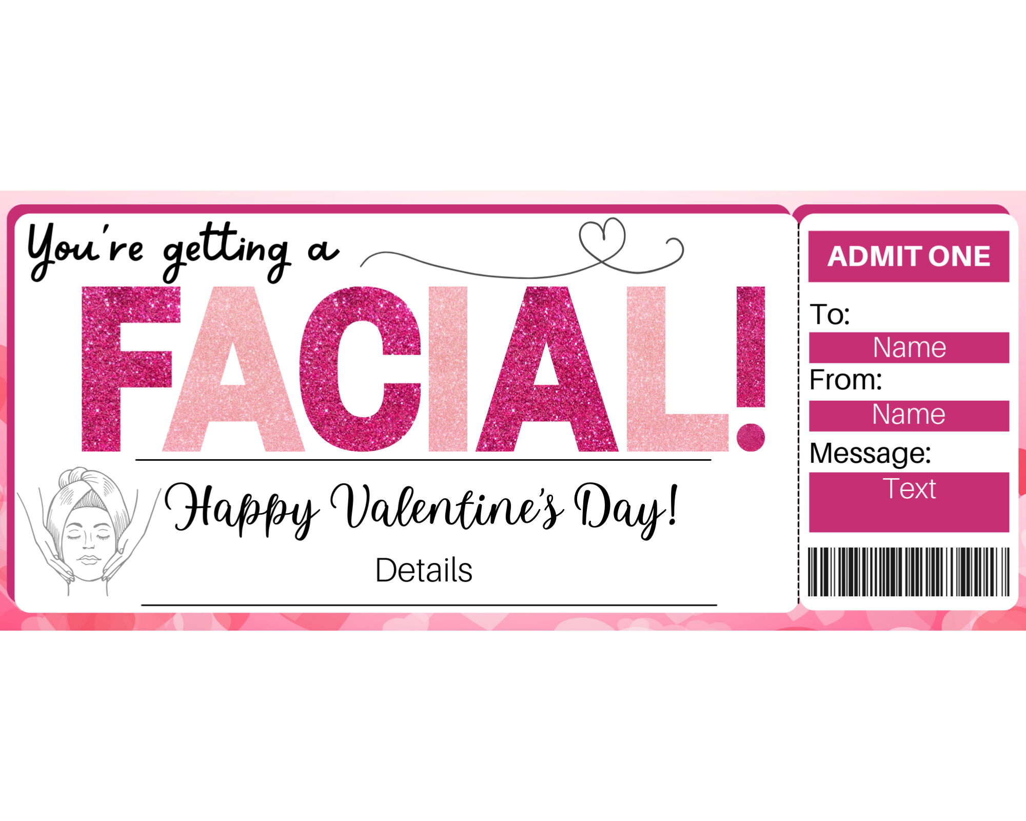 Valentine's Day Facial Coupon Template – Printed Smile Shop