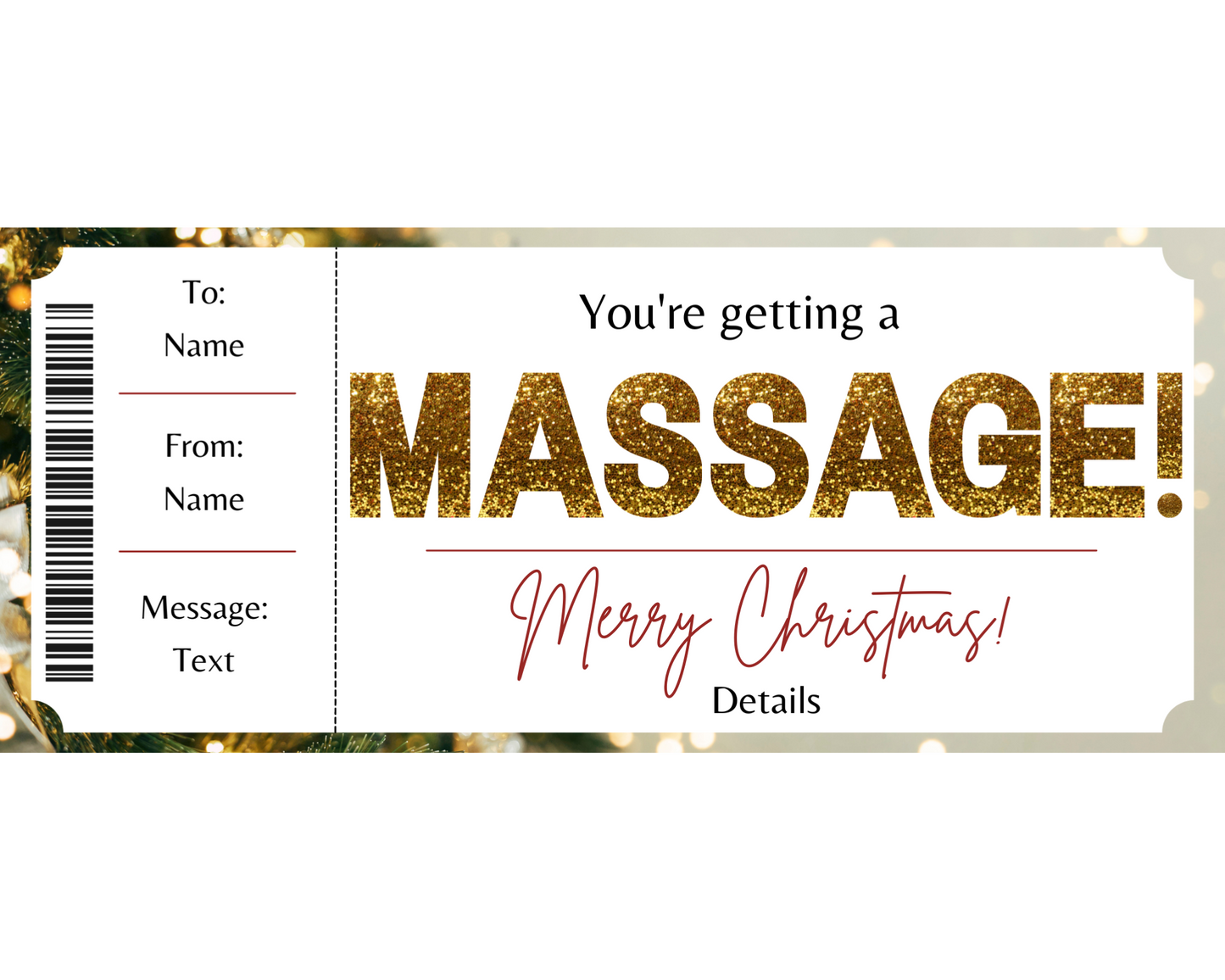 Printable Christmas Massage Gift Certificate Template