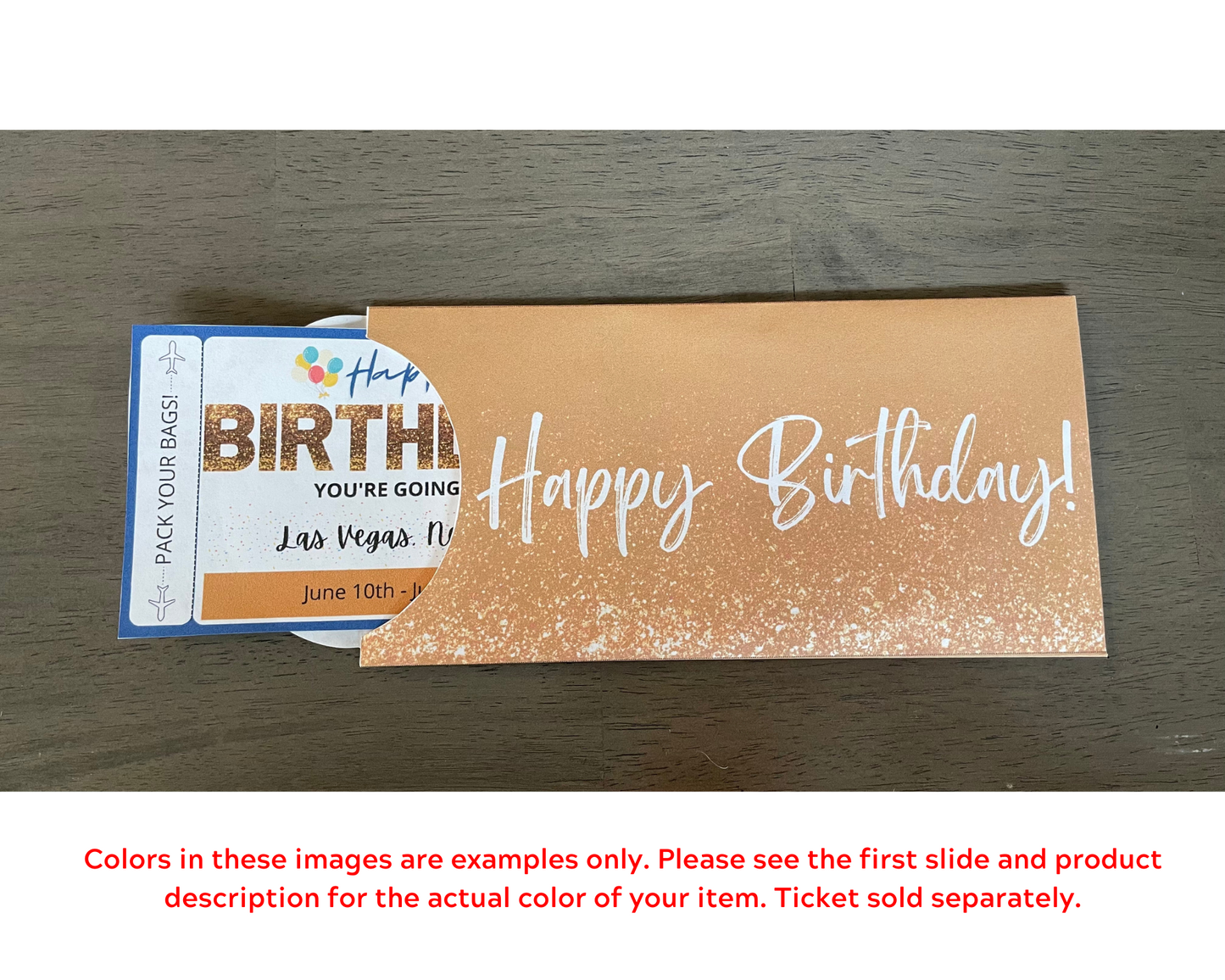 Printable Ticket Envelope: Gold Birthday