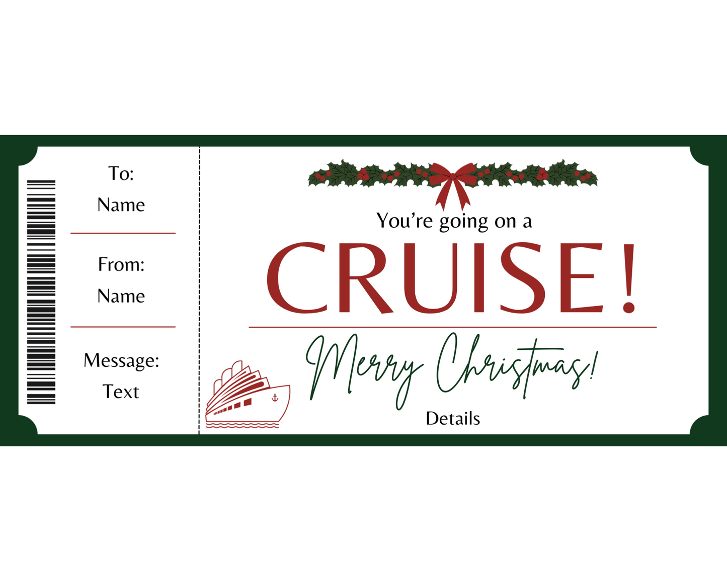 Christmas Cruise Gift Certificate Template