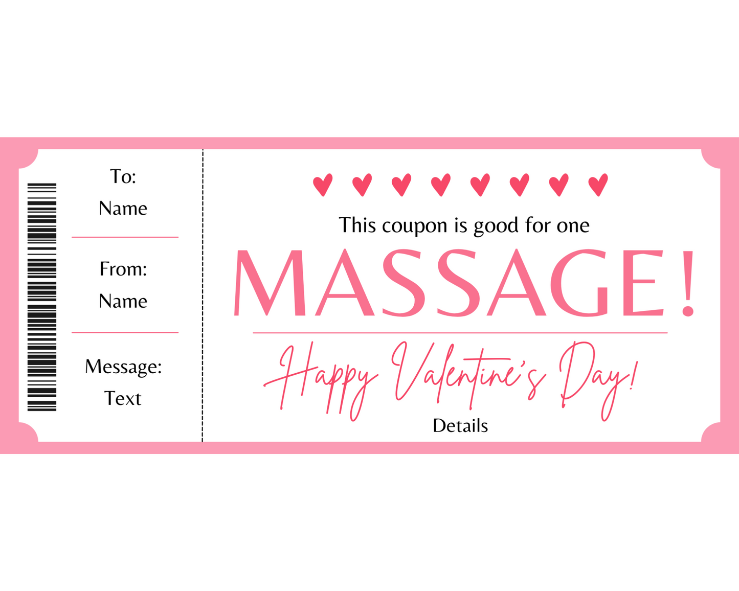 Valentine's Day Massage Gift Certificate Template