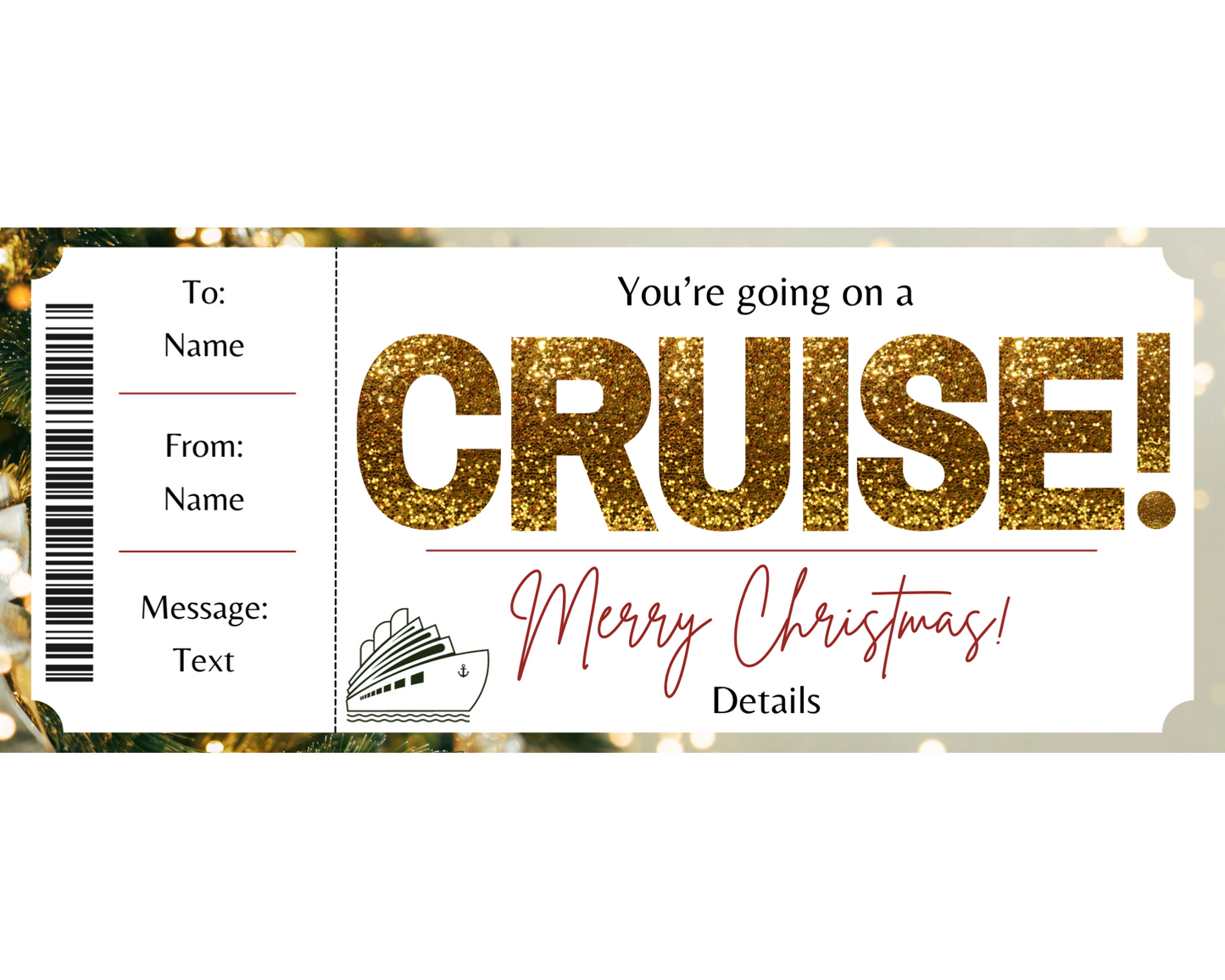 Christmas Cruise Boarding Ticket Template