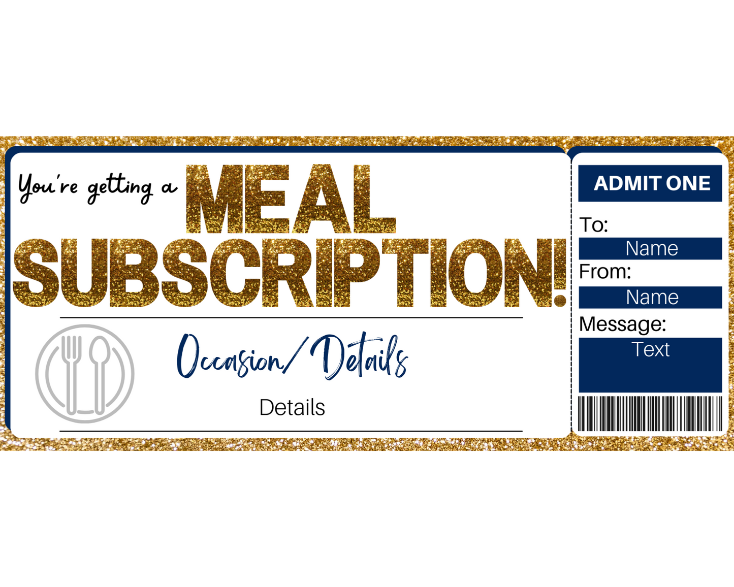 Meal Subscription Gift Certificate Template