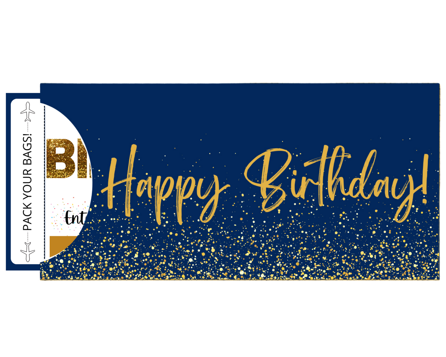 Printable Gift Ticket Pouch: Navy Birthday