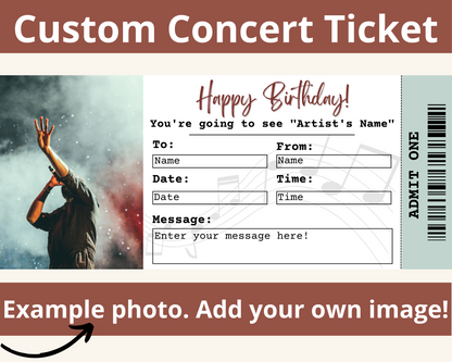 Happy Birthday Concert Ticket Template: Add your own picture!