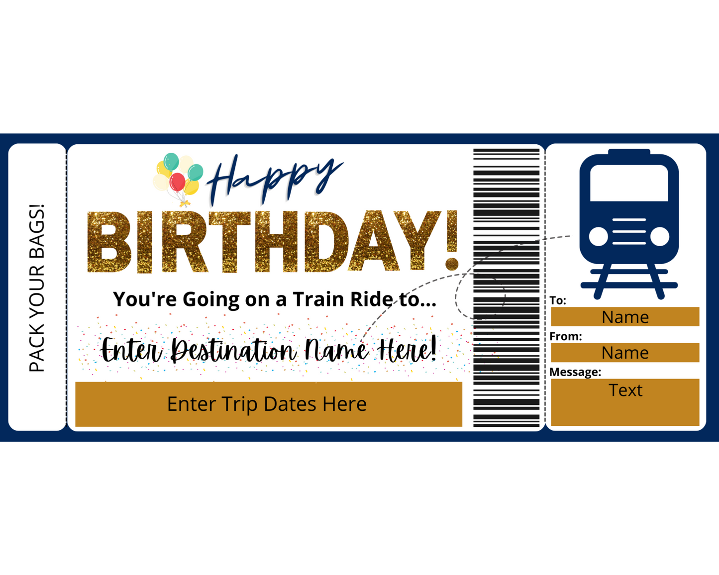 Birthday Train Ride Boarding Pass