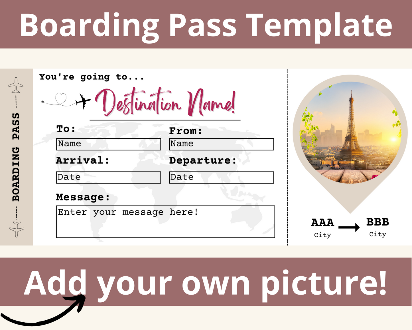 Boarding Pass Template: Surprise Flight Gift