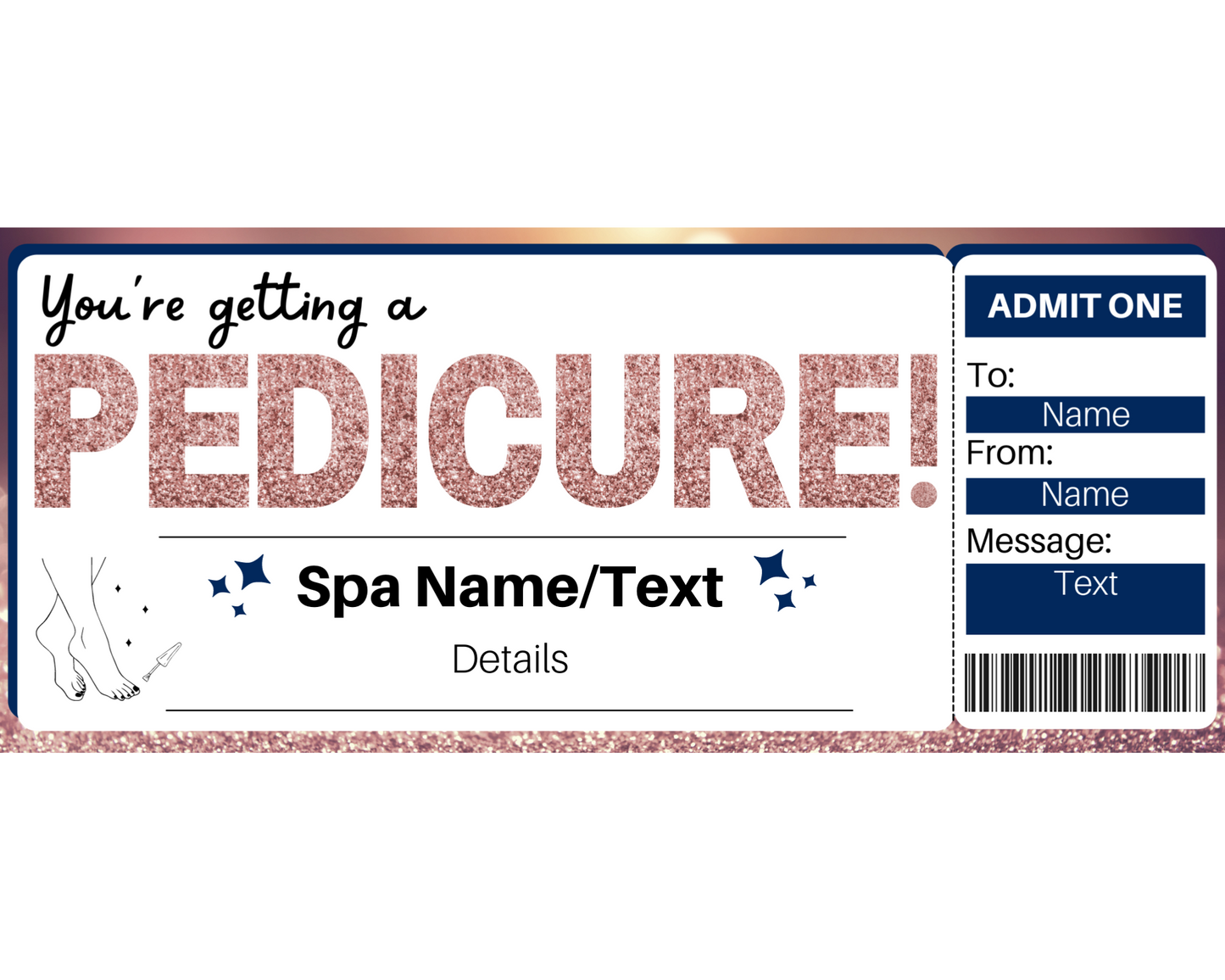 Pedicure Gift Ticket Template