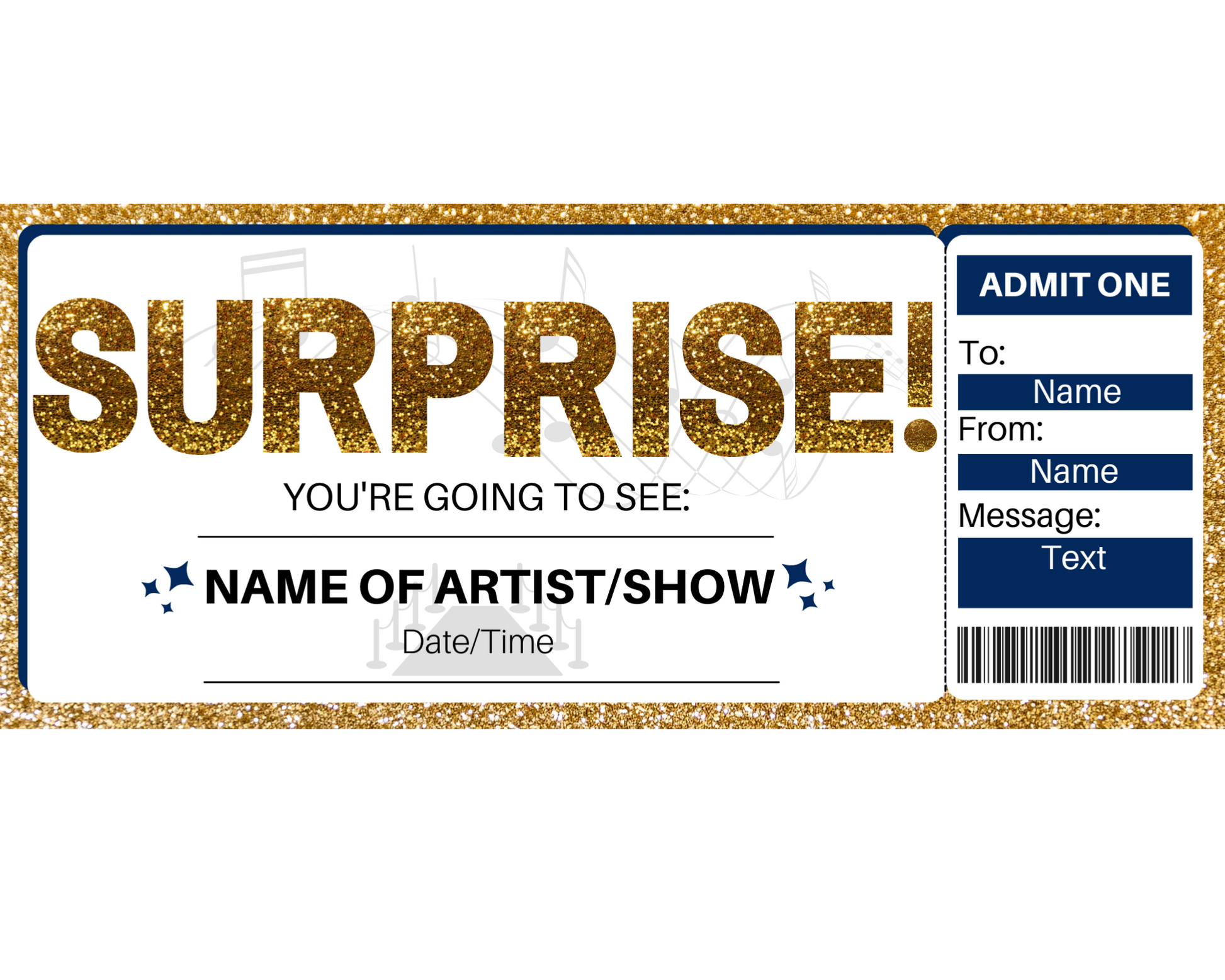Surprise Concert Ticket Template Printed Smile Shop Surprise Concert Ticket Template Printed Smile Shop