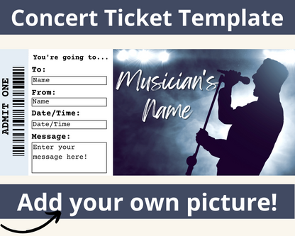 Printable Concert Gift Ticket: Add your own picture!