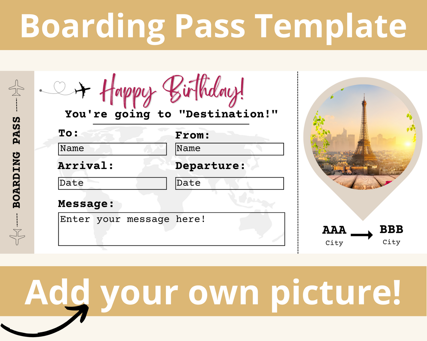 Printable Birthday Boarding Pass Template